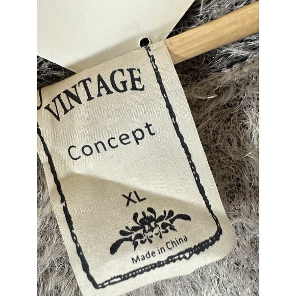 Vintage‎ Concept Cardigan Open Front Neutral Minimalist Faux Fur Woman’s XL NWT - Picture 4 of 16